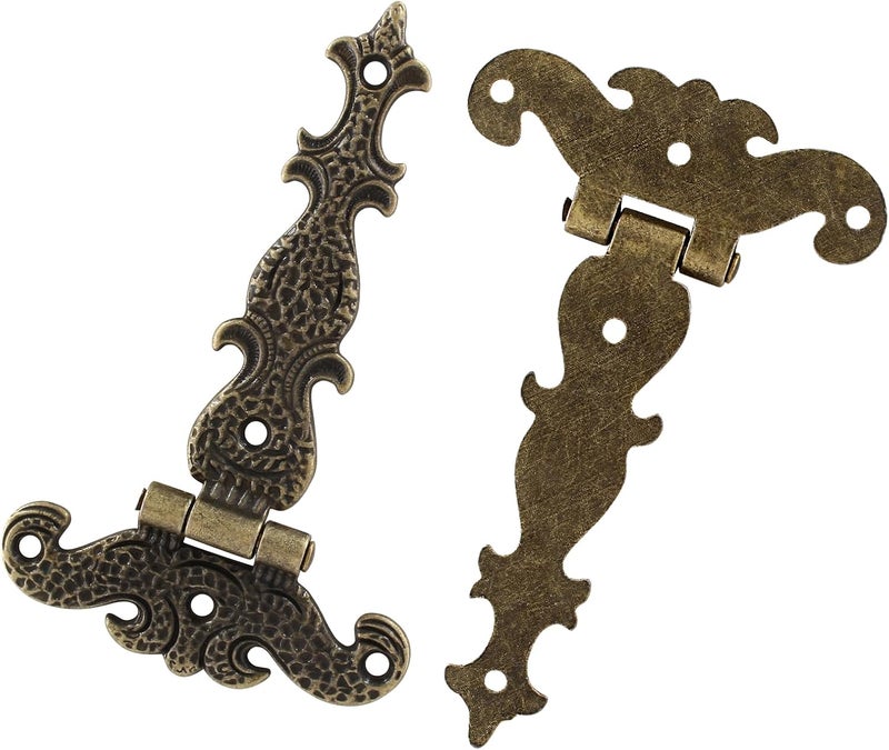 Aracombie 4pcs T Strap Hinges, Decorative Tee Hinge, Antique Bronze Barn Door Hinges, Zinc Alloy T Hinge for Wood Fence Swing Gate Windows, 4.4" x 2.7" - Image 3
